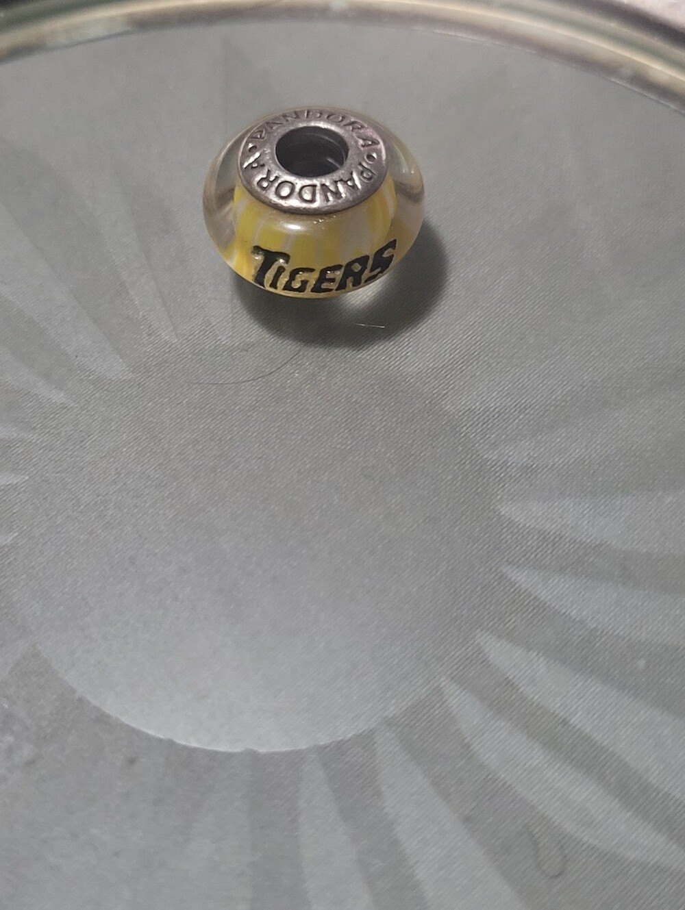 Pandora Yellow and Clear 'Tigers' Glass Charms Sterling Silver